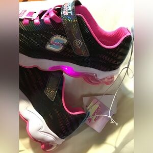 Skechers Black and Pink Sport Lights Shoes